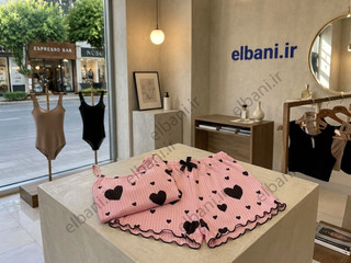 تاپ و شورتک قرتی مدل قلبی صورتی مشکی کد:4801